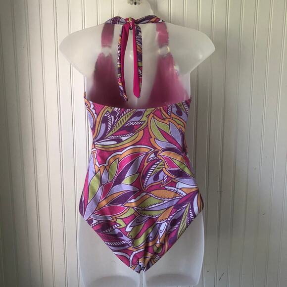 BECCA Retail $138 Hot Pink Glitter Psychedelica Nina Plunge One Piece Size M - Picture 6 of 6